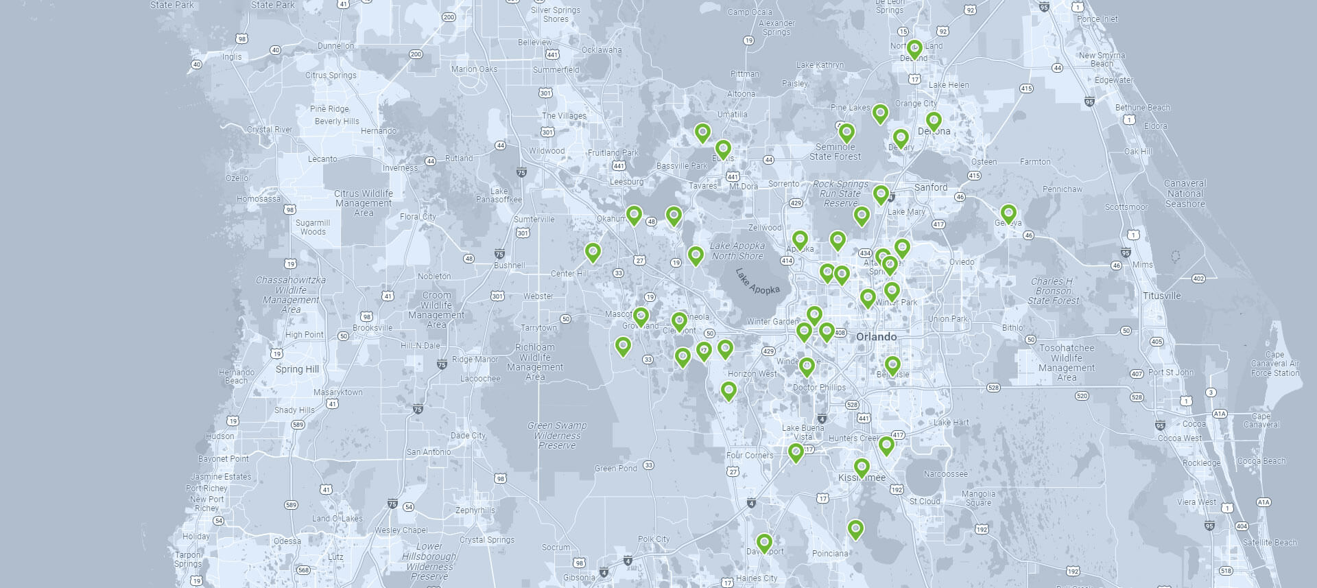 Greater Orlando service area map